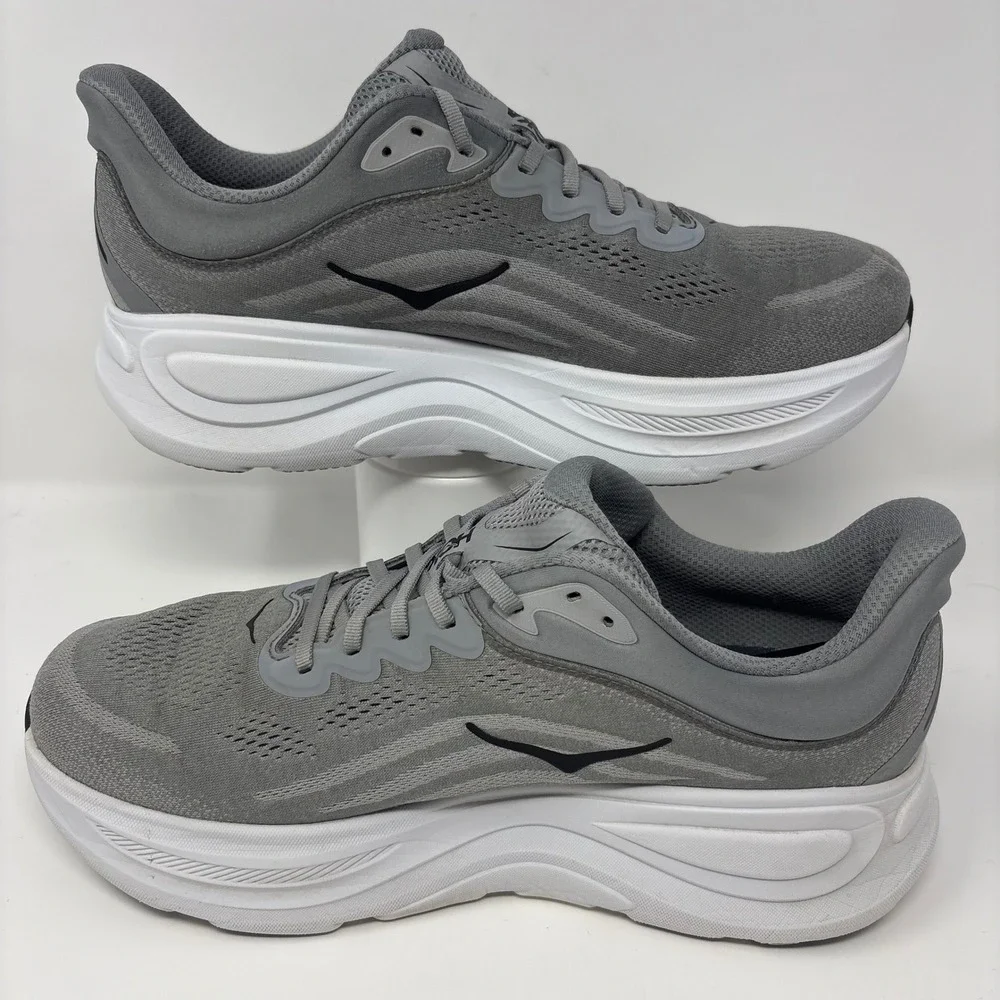 HOKA Bondi 9 Mens Size 13 4E Wide Grey White Running Shoes (1162015 GCTC)